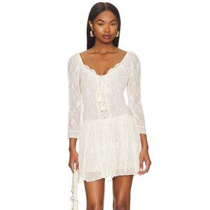 LoveShackFancy Deeba Tasseled Embroidered Chiffon Mini Dress NWT